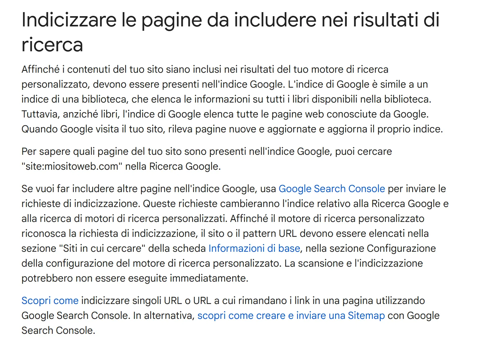 indicizzazione sito come fare google ufficiale