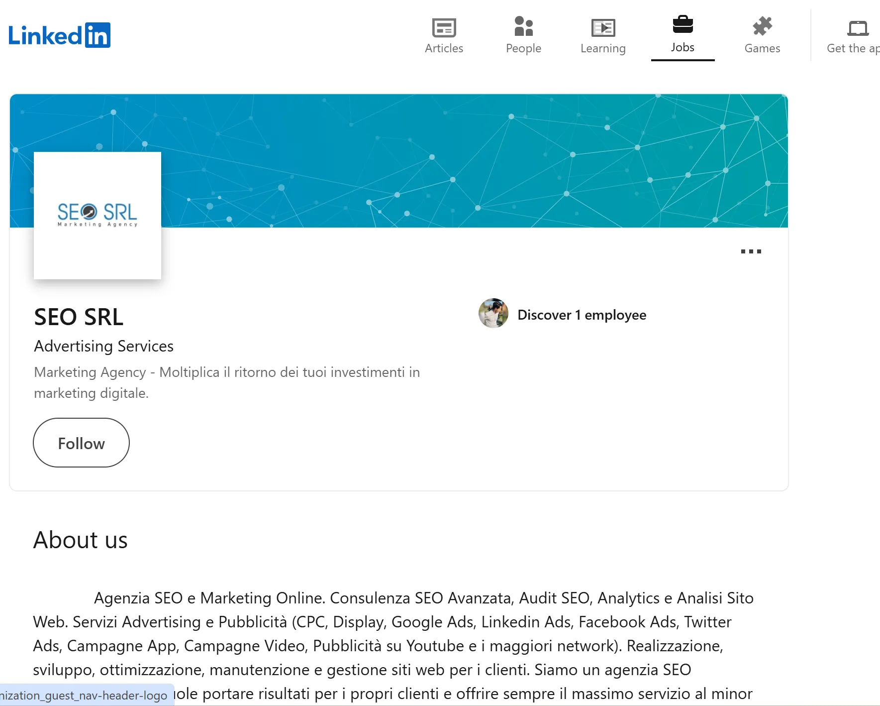 pagina ufficiale linkedin seo srl