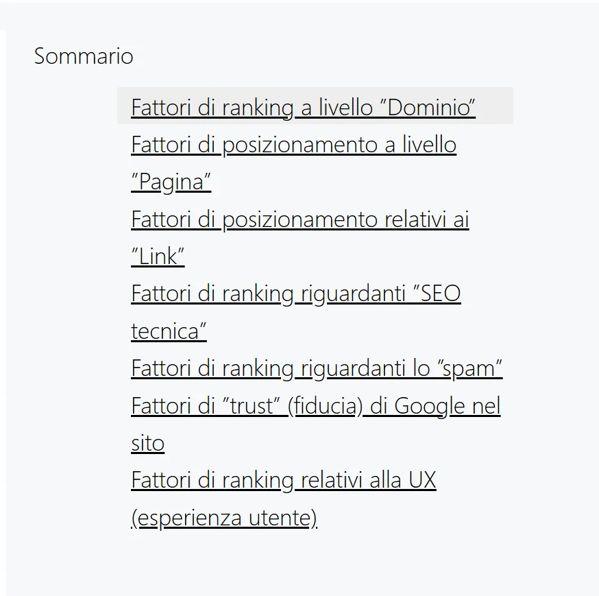 esempio sommario articolo