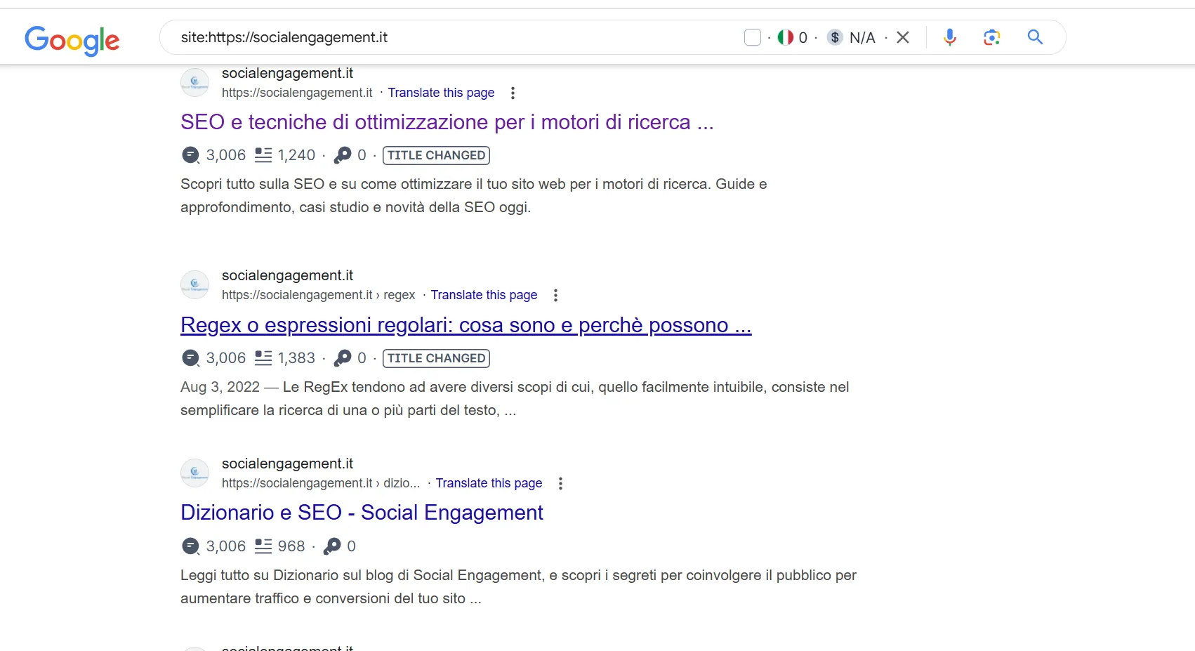operatore google site