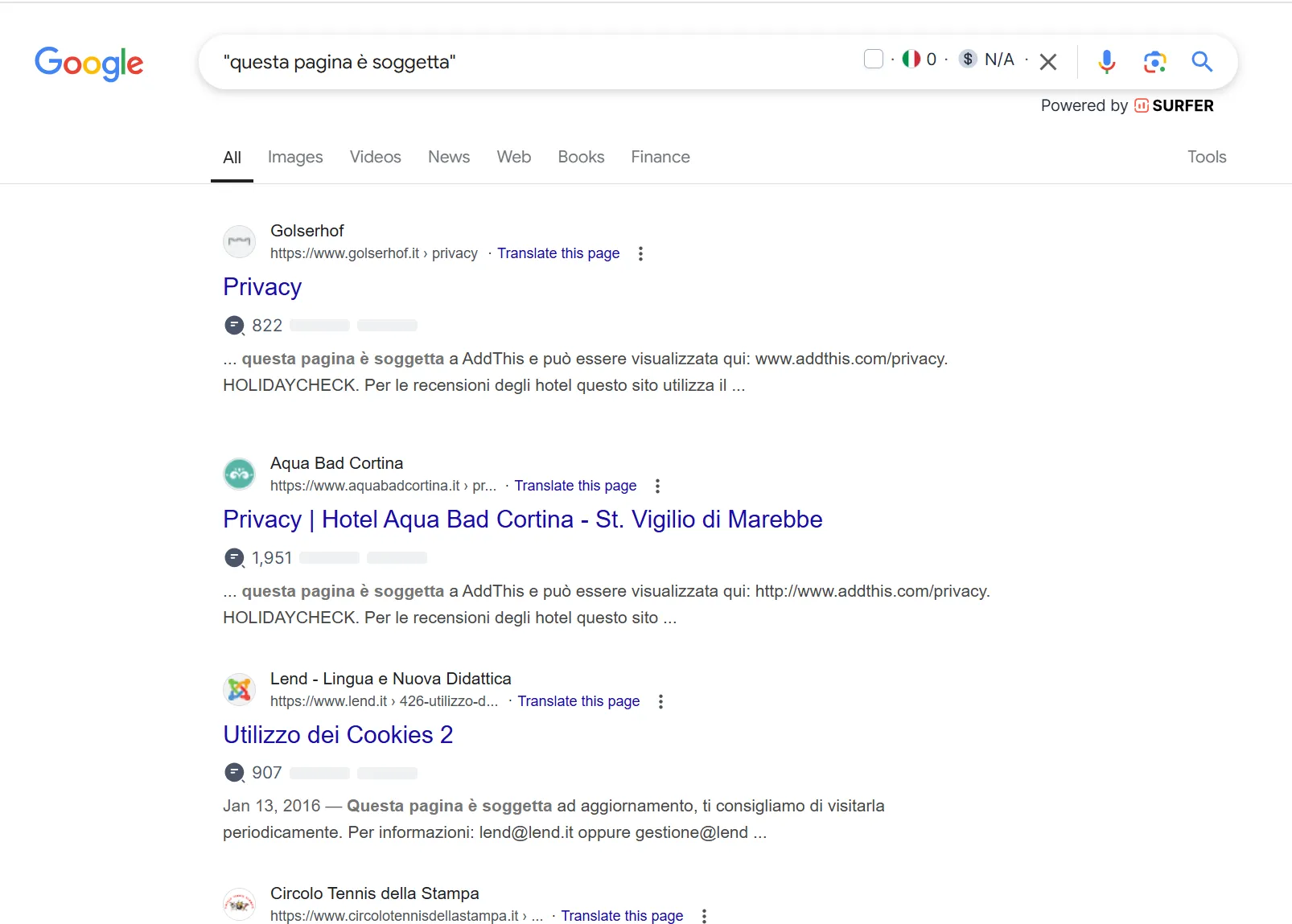 operatore virgolette google
