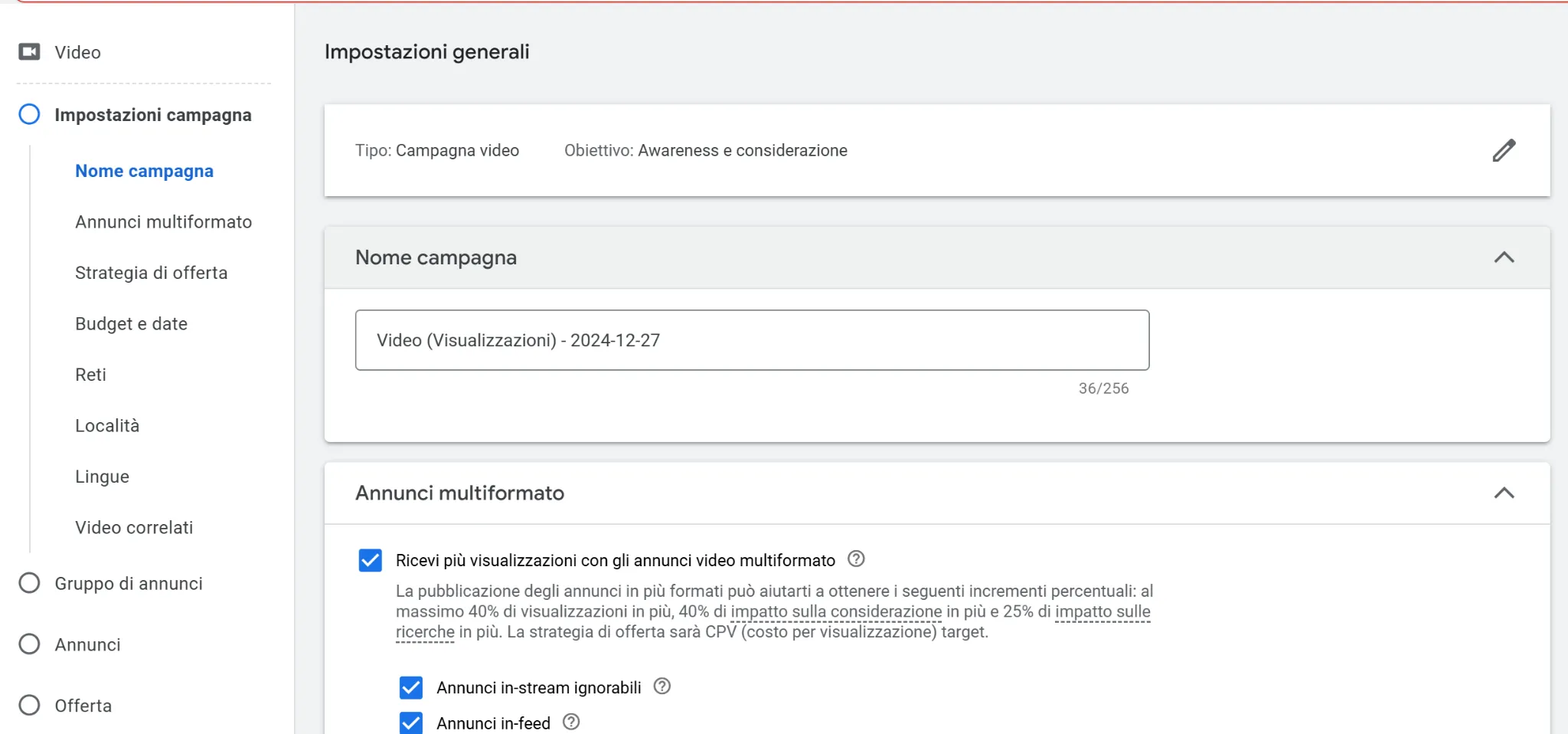 campagna e annunci video