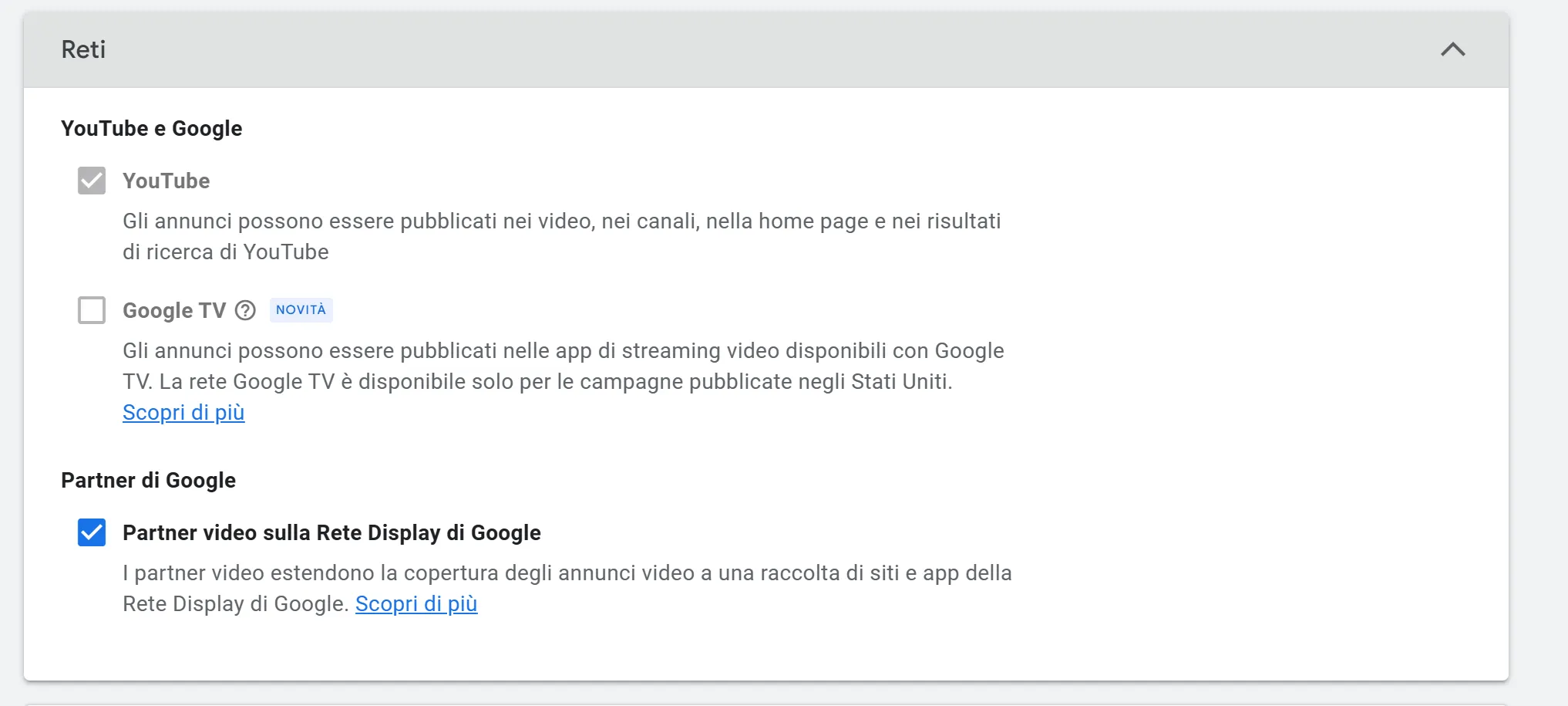posizionamento annunci e partner di ricerca