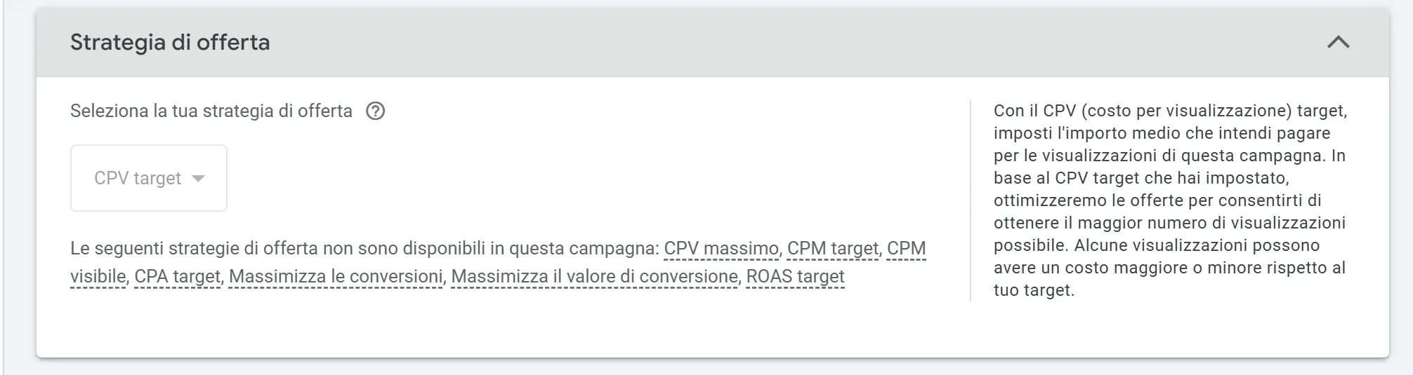 imposta budget campagna